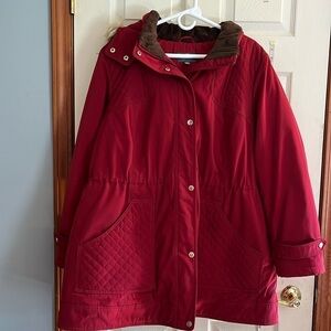Gallery New York-1X-Merlot(red)-hooded fur Anorax jacket/coat.
